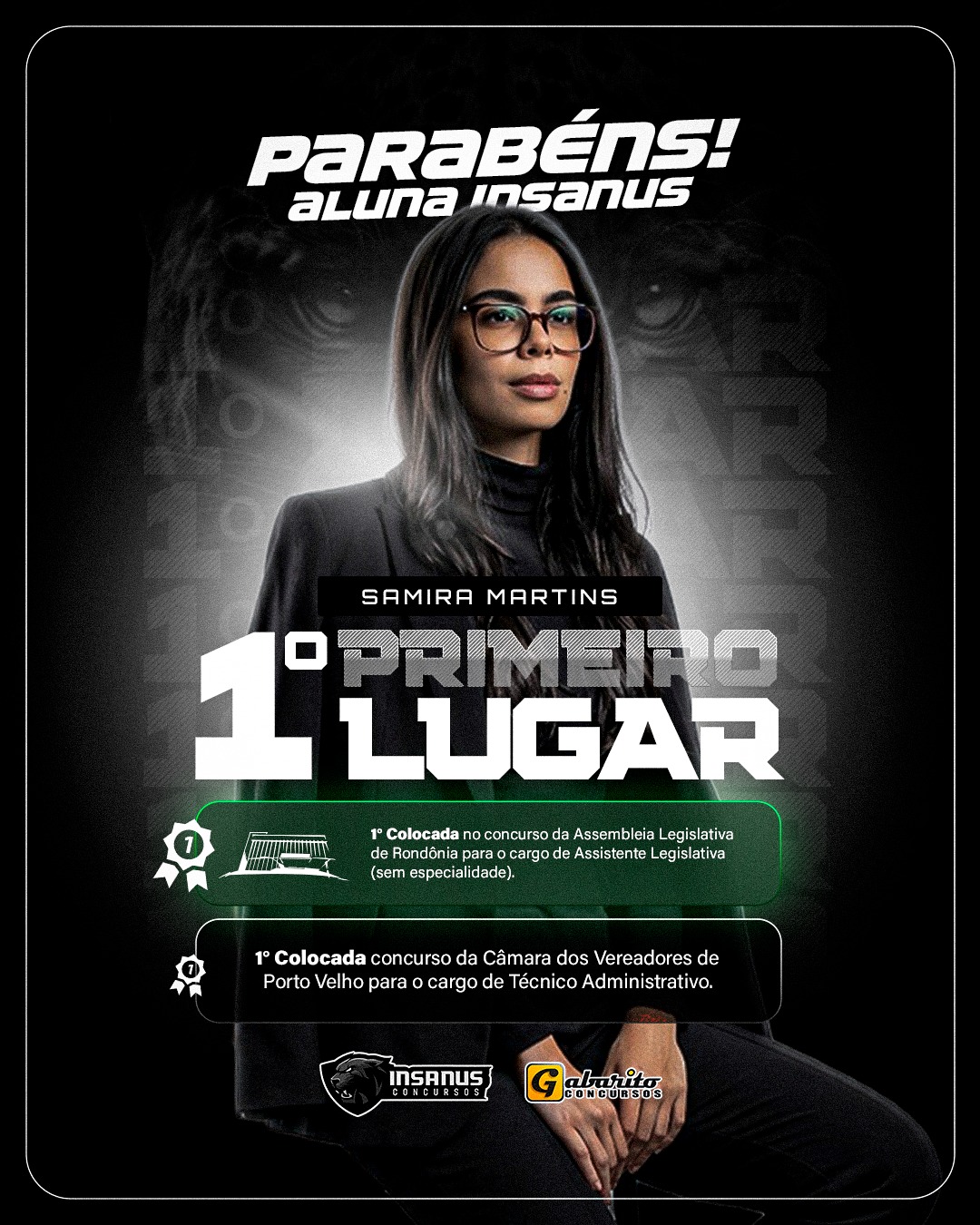 Samira Martins - Aprovada em 1º Lugar ALE RO e CMPV